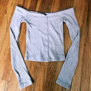 SOLD Tan Off the Shoulder Long Sleeve